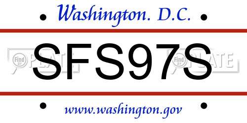 SFS97S District Of Columbia License Plate