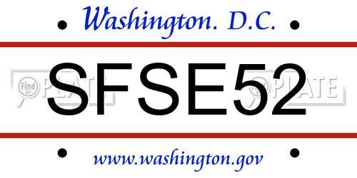 SFSE52 District Of Columbia License Plate