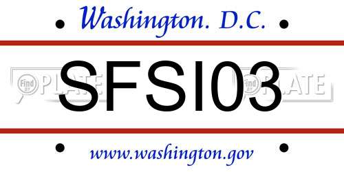 SFSI03 District Of Columbia License Plate