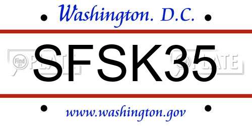 SFSK35 District Of Columbia License Plate
