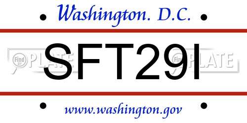 SFT29I District Of Columbia License Plate
