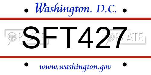 SFT427 District Of Columbia License Plate
