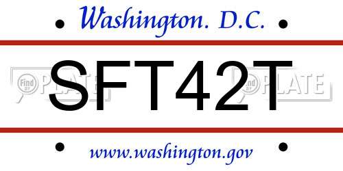 SFT42T District Of Columbia License Plate