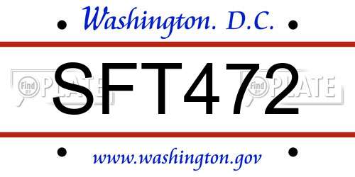 SFT472 District Of Columbia License Plate
