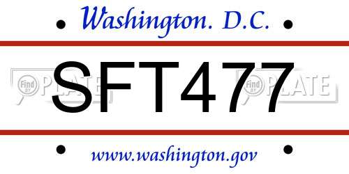 SFT477 District Of Columbia License Plate