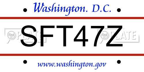 SFT47Z District Of Columbia License Plate