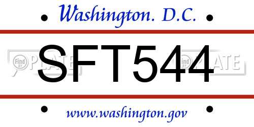 SFT544 District Of Columbia License Plate