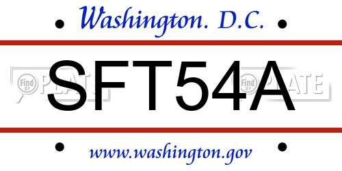 SFT54A District Of Columbia License Plate