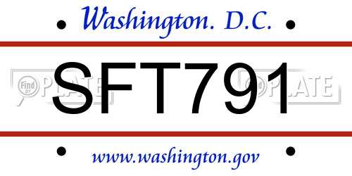 SFT791 District Of Columbia License Plate