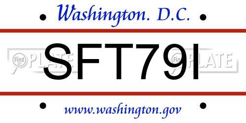 SFT79I District Of Columbia License Plate