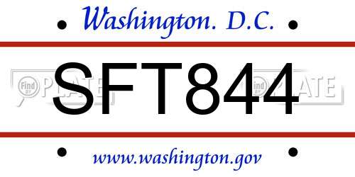 SFT844 District Of Columbia License Plate