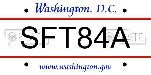 SFT84A District Of Columbia License Plate