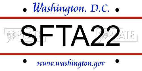 SFTA22 District Of Columbia License Plate