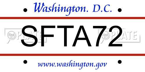 SFTA72 District Of Columbia License Plate