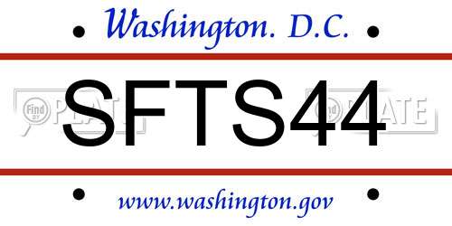 SFTS44 District Of Columbia License Plate