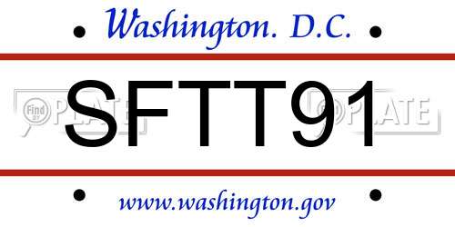 SFTT91 District Of Columbia License Plate
