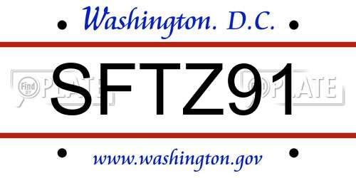 SFTZ91 District Of Columbia License Plate