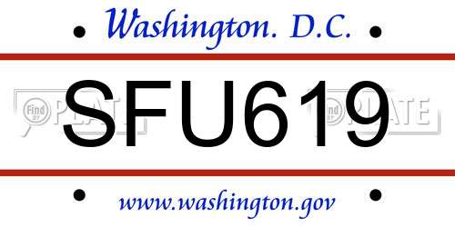 SFU619 District Of Columbia License Plate