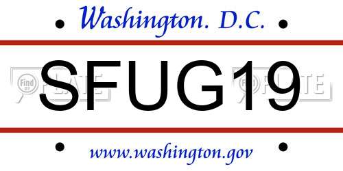 SFUG19 District Of Columbia License Plate