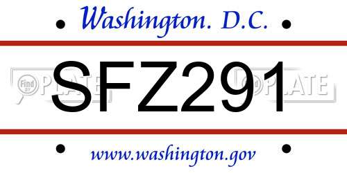 SFZ291 District Of Columbia License Plate
