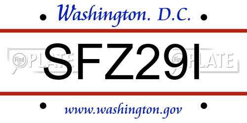 SFZ29I District Of Columbia License Plate