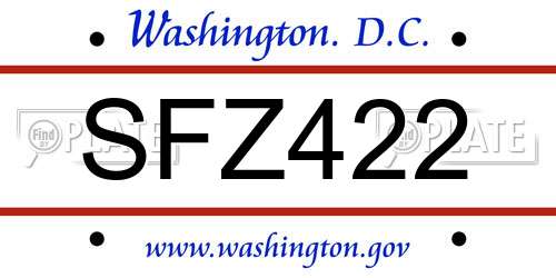 SFZ422 District Of Columbia License Plate