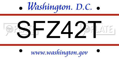 SFZ42T District Of Columbia License Plate