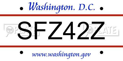 SFZ42Z District Of Columbia License Plate