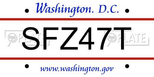 SFZ47T District Of Columbia License Plate