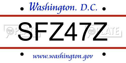 SFZ47Z District Of Columbia License Plate