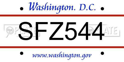 SFZ544 District Of Columbia License Plate