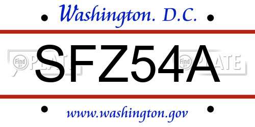SFZ54A District Of Columbia License Plate