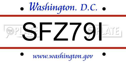 SFZ79I District Of Columbia License Plate