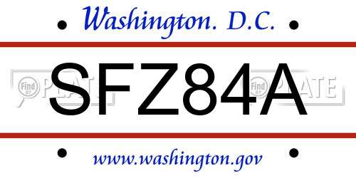 SFZ84A District Of Columbia License Plate