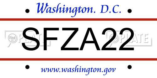 SFZA22 District Of Columbia License Plate