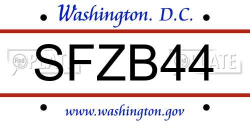 SFZB44 District Of Columbia License Plate
