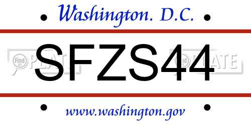 SFZS44 District Of Columbia License Plate