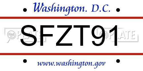 SFZT91 District Of Columbia License Plate