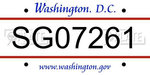 SG07261 District Of Columbia License Plate
