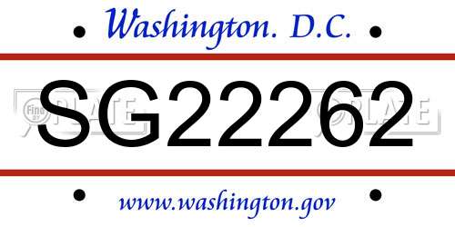 SG22262 District Of Columbia License Plate