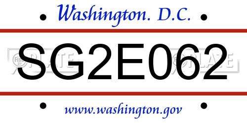 SG2E062 District Of Columbia License Plate