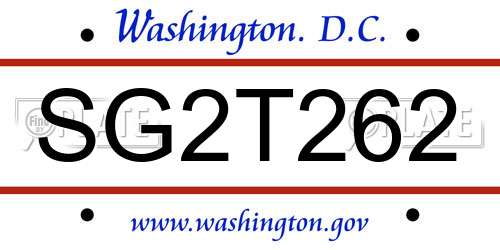 SG2T262 District Of Columbia License Plate
