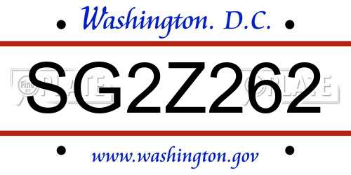SG2Z262 District Of Columbia License Plate
