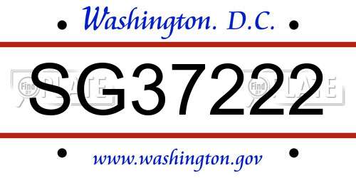 SG37222 District Of Columbia License Plate