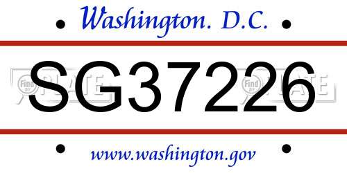 SG37226 District Of Columbia License Plate