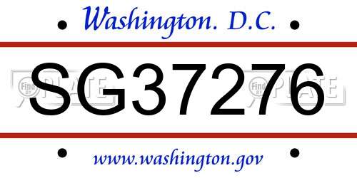 SG37276 District Of Columbia License Plate
