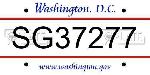 SG37277 District Of Columbia License Plate