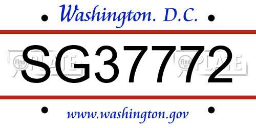 SG37772 District Of Columbia License Plate