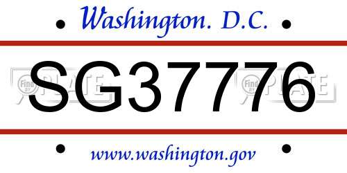 SG37776 District Of Columbia License Plate