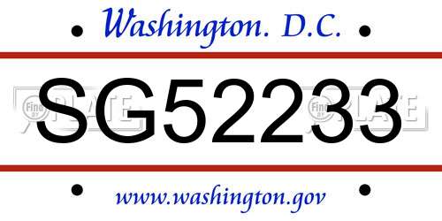 SG52233 District Of Columbia License Plate